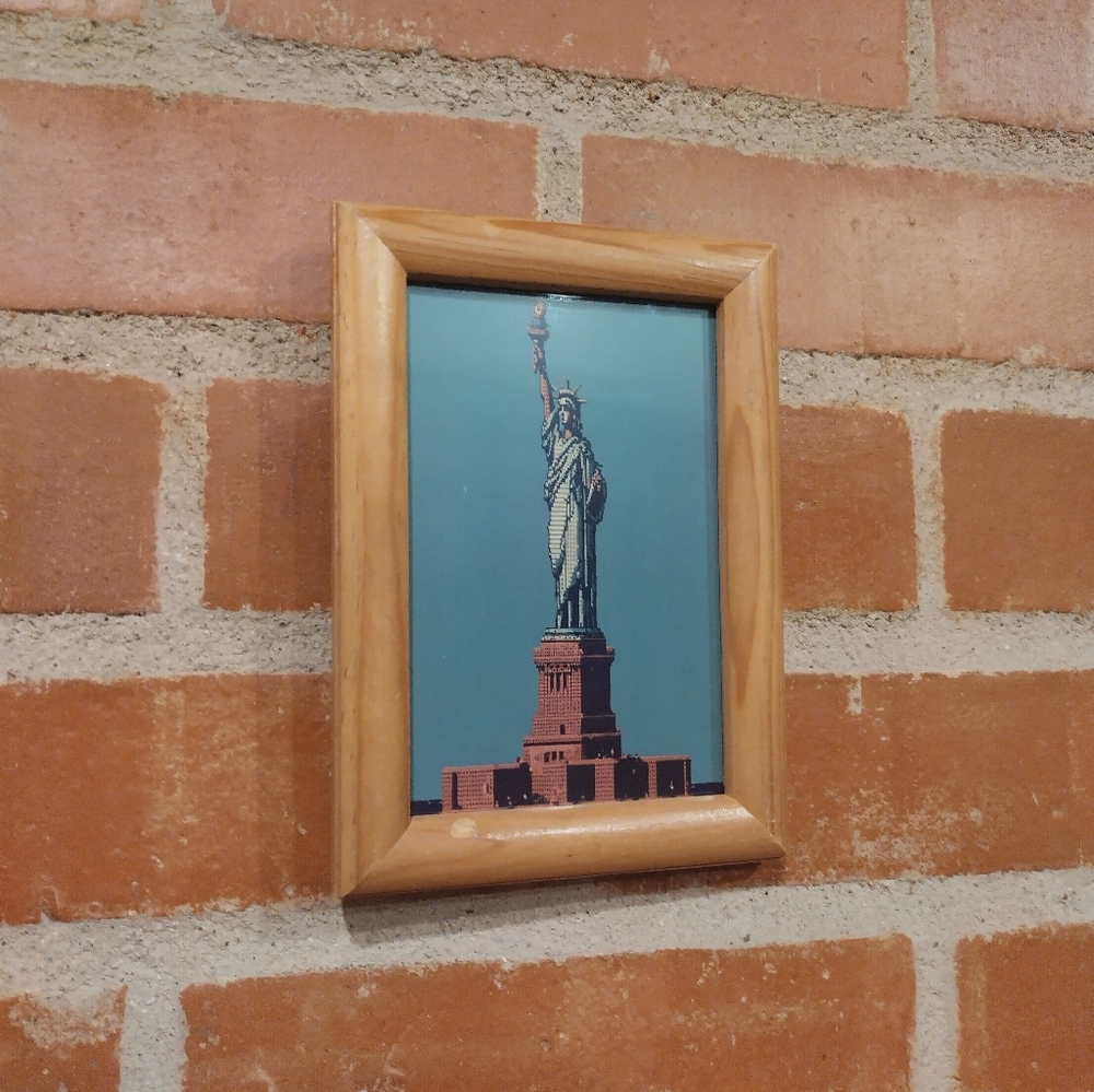 8 Bit Statue of Liberty Framed Mini Art Print lo-fi Pixel Art By Neon Ni…